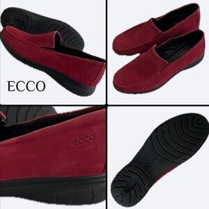 NWOT: Ecco Slip-On Suede Loafers in Burgundy Red • Brand New • Size 38
